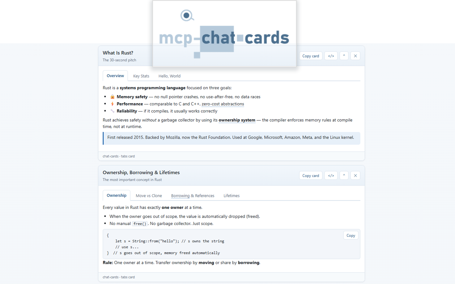 Chat Cards canvas preview